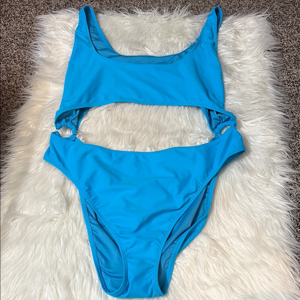 NWOT Good American Blue One Piece Always Fits Cut Out Swimsuit Size 8 (5XL)